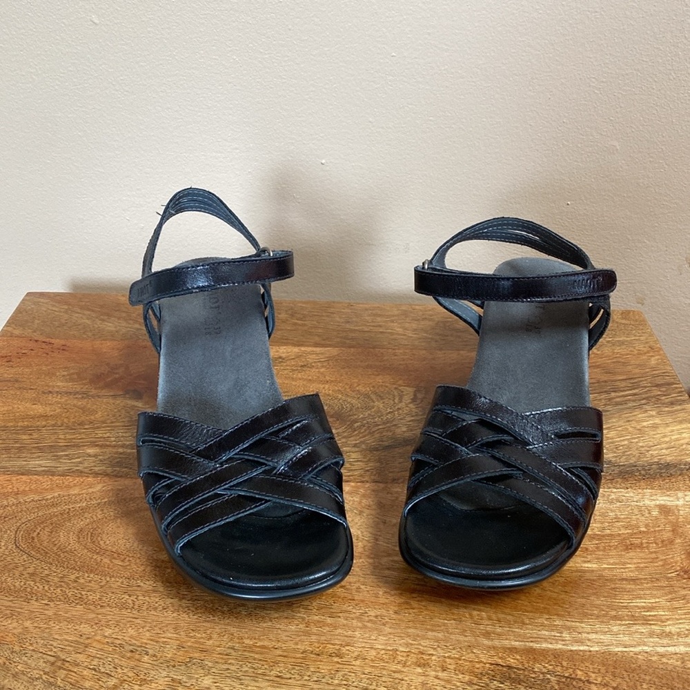 NAOT Black Leather Open Toe Sandals Shoes Platform - Picture 4 of 14